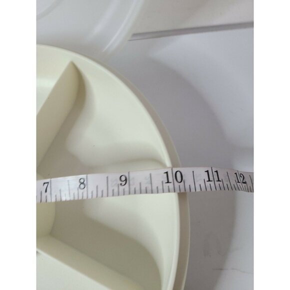 VINTAGE Tupperware Vegetable Chip Dip Round Divided Serving Dish Tray With Lid - Picture 7 of 7